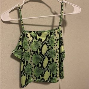 Neon Green Snake Skin Crop Top